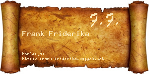 Frank Friderika névjegykártya